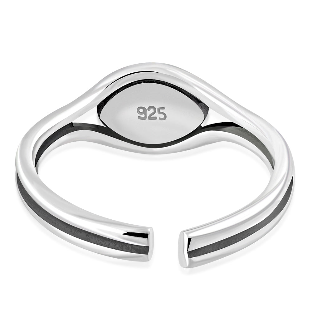 Blue Sapphire CZ Evil Eye Silver Toe Ring