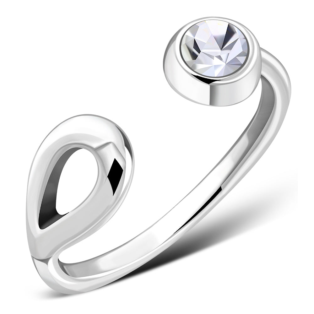 Cubic Zirconia Silver Toe Ring