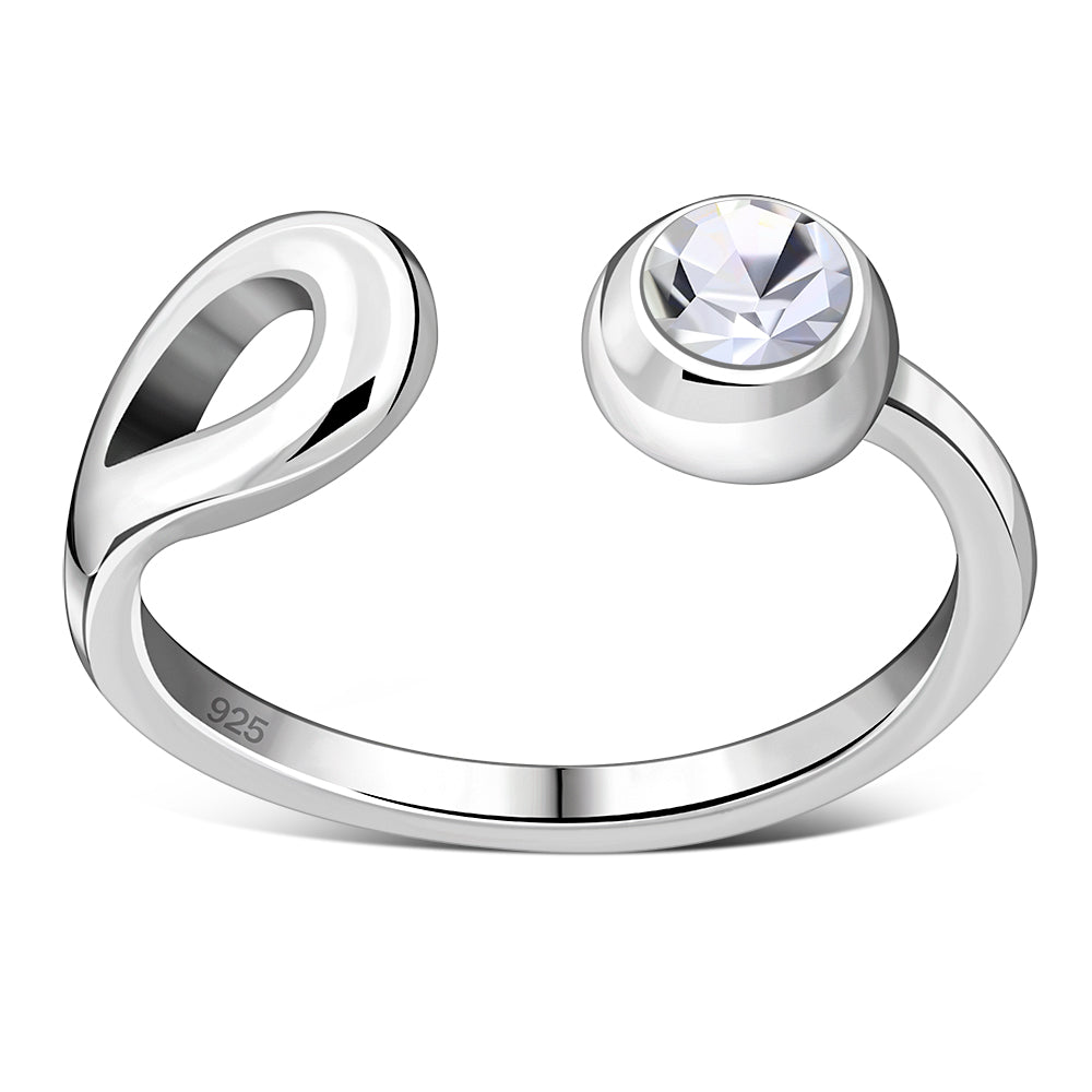 Cubic Zirconia Silver Toe Ring