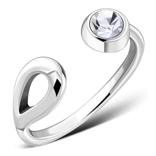Cubic Zirconia Silver Toe Ring