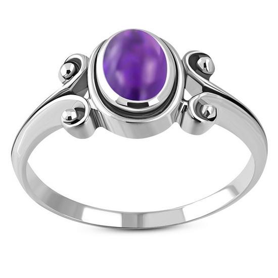 Ethnic Style Amethyst Stone Silver Ring