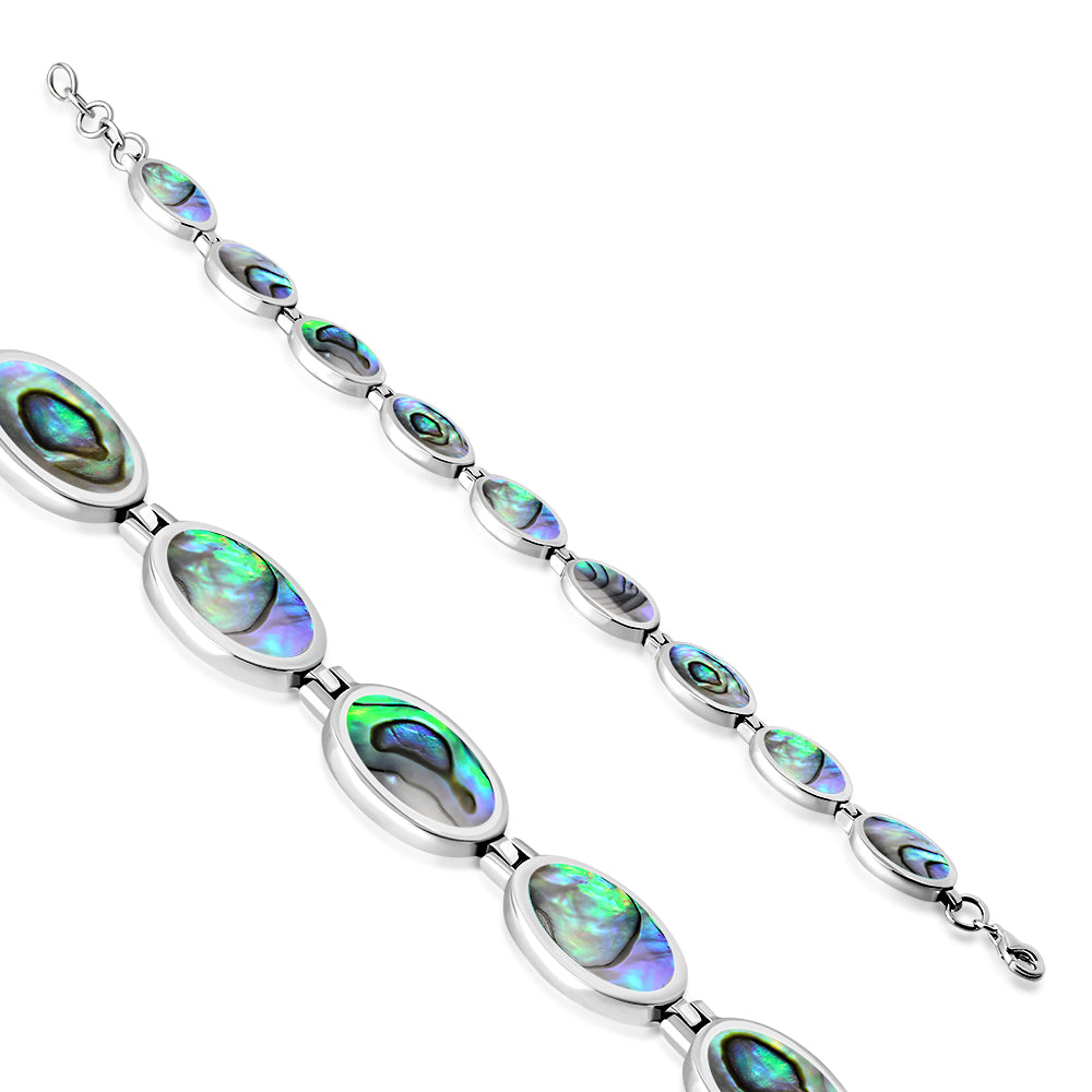 Abalone Shell Oval links Sterling Silver Bracelet
