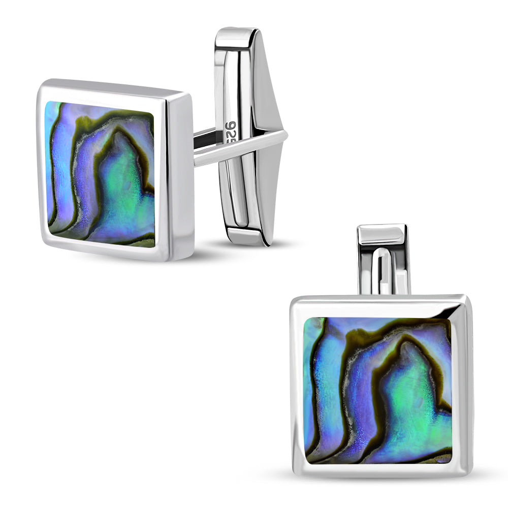 Abalone Sea Shell Sterling Silver Cufflinks
