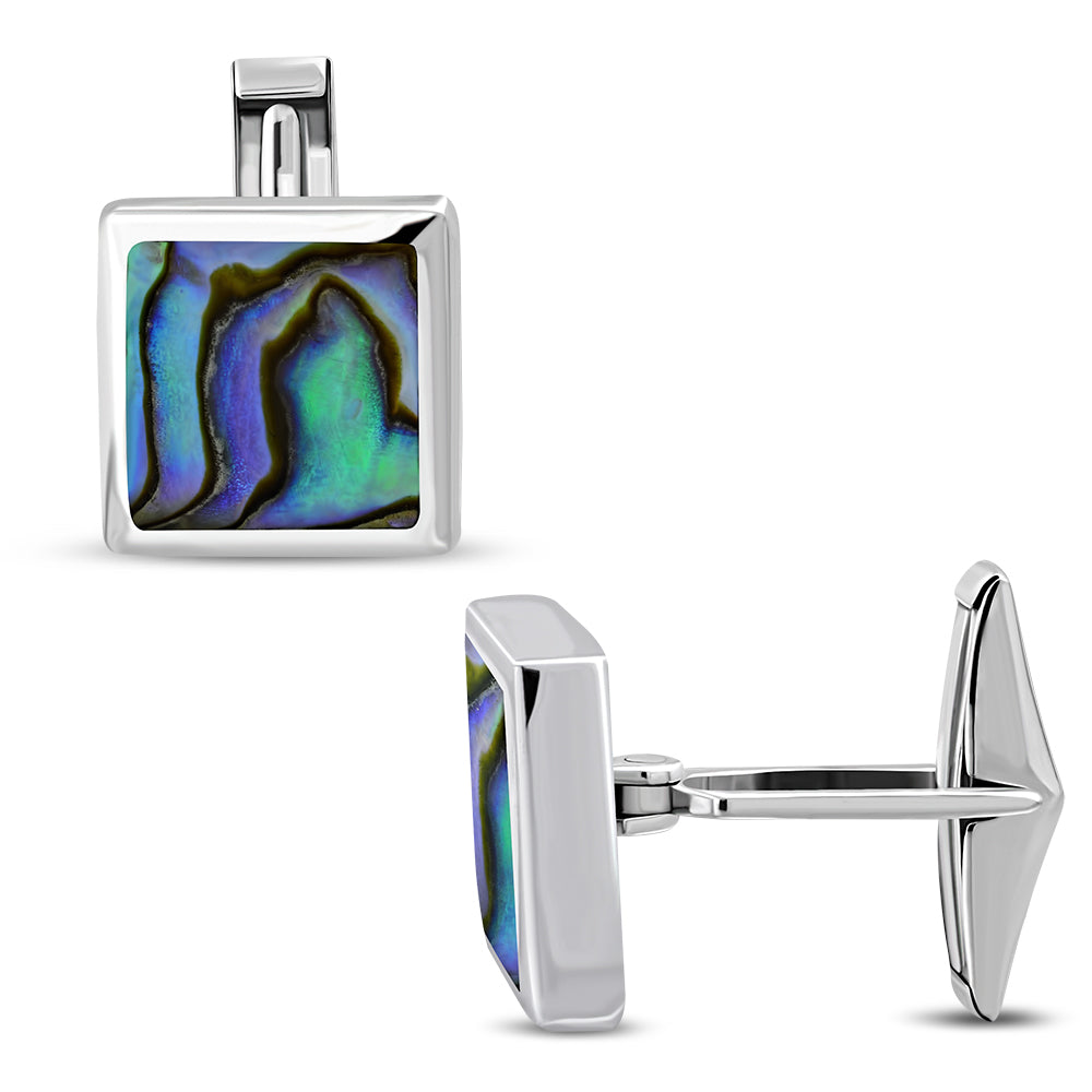 Abalone Sea Shell Sterling Silver Cufflinks