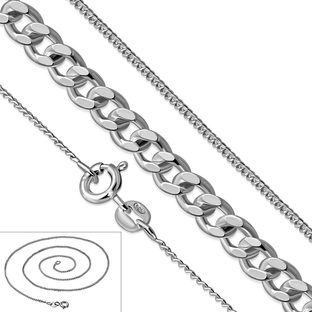 1.5mm-Wide | Sterling Silver Curb Cuban Chain