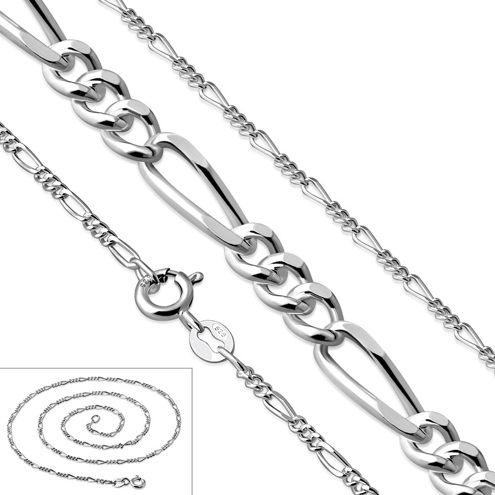 1.8mm-Wide | Sterling Silver Figaro Chain