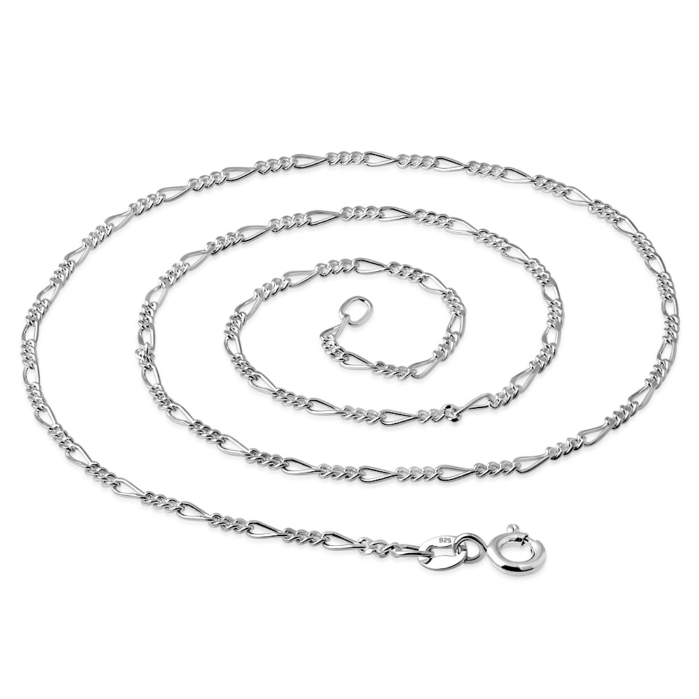 1.8mm-Wide | Sterling Silver Figaro Chain