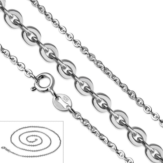 1.8mm-Wide | Sterling Silver Flat Oval Chain