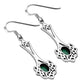 Green Agate Celtic Knot Silver Long Drop Dangle Hook Earrings