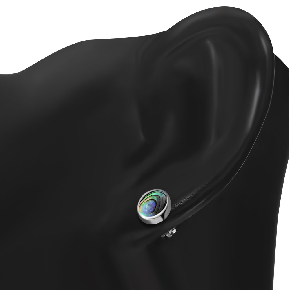 Abalone Shell Oval Stud Silver Earrings