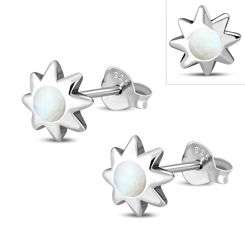 Mother of Pearl Stud Silver Earrings
