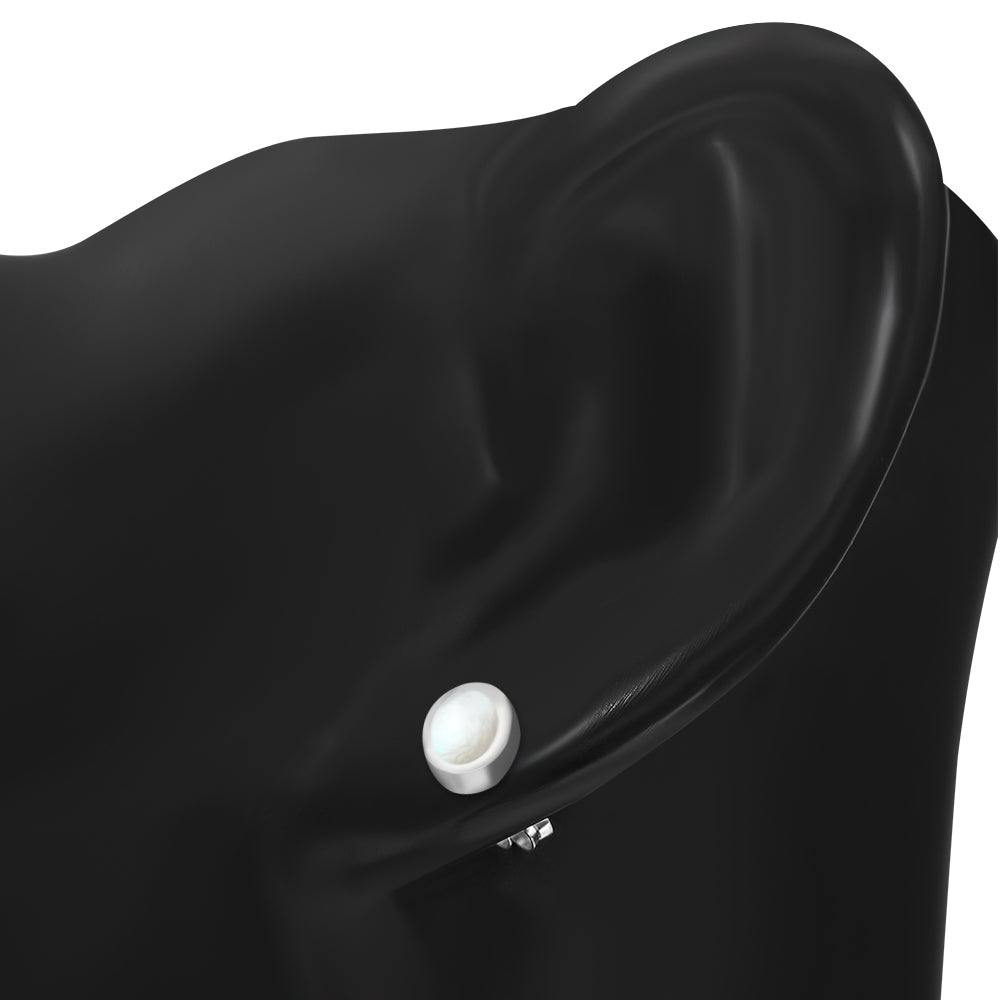 Mother of Pearl Oval Sterling Silver Stud Earrings