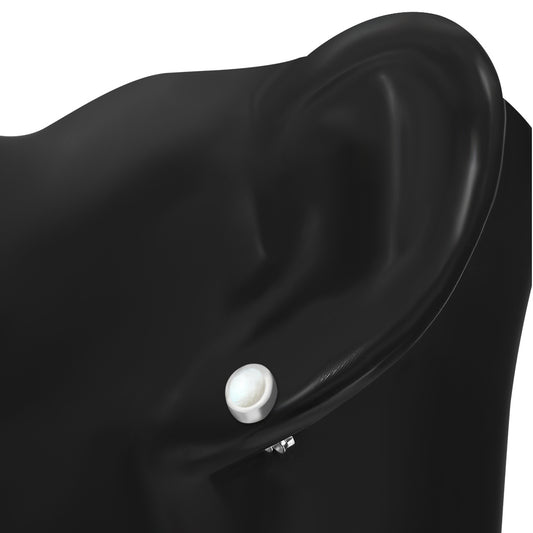 Mother of Pearl Oval Sterling Silver Stud Earrings