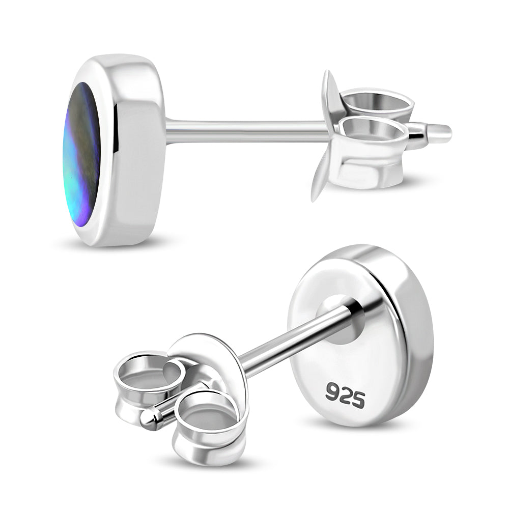 Abalone Shell Oval Sterling Silver Stud Earrings