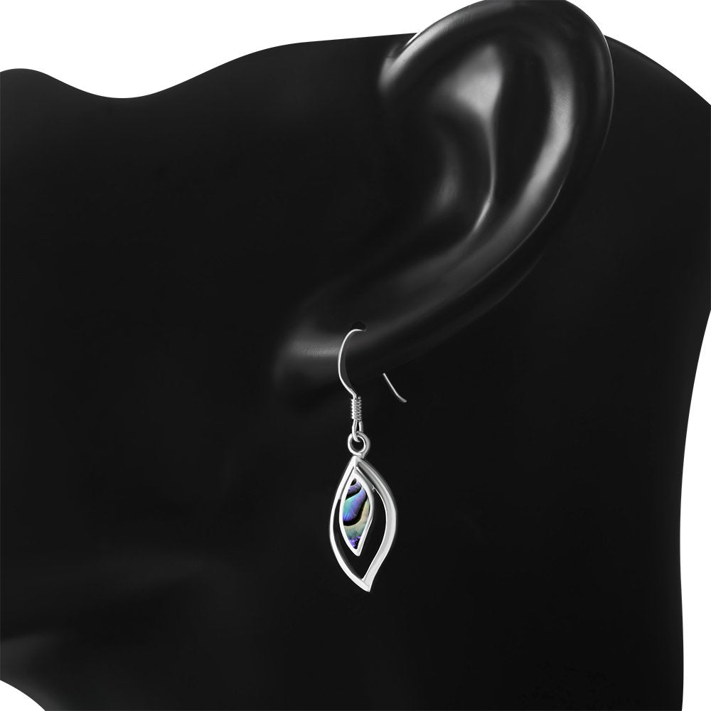 Abalone Shell Drop Silver Earrings