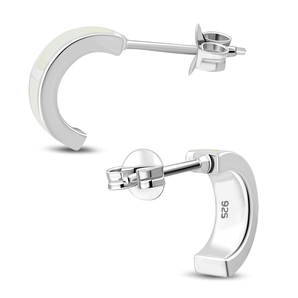 Mother of Pearl Stud Silver Earrings