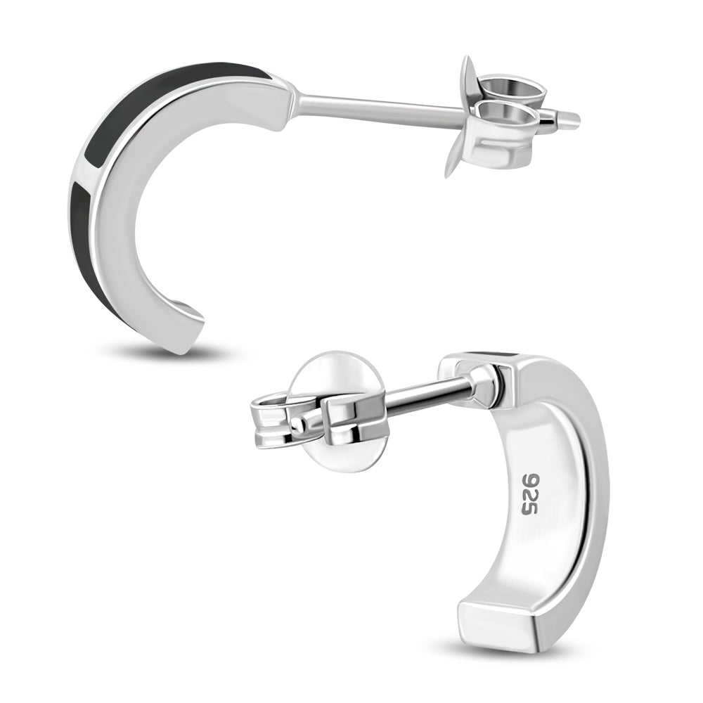 Black Onyx Stud Silver Earrings