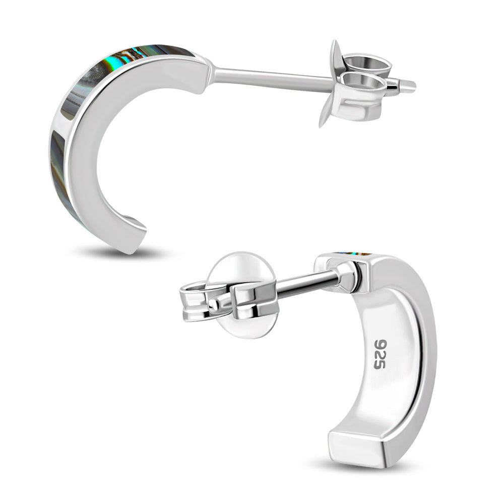 Abalone Shell Stud Silver Earrings