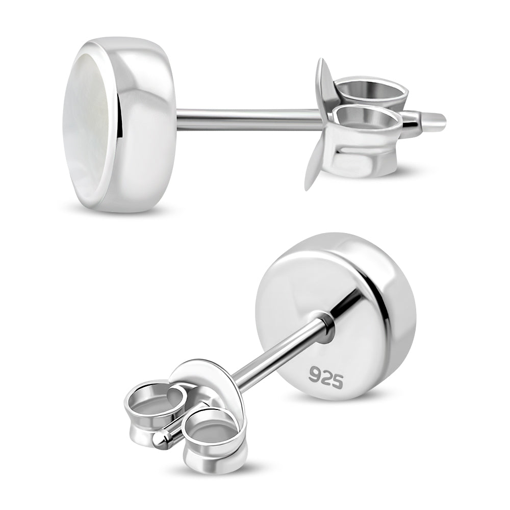 6.20mm | Mother of Pearl Sterling Silver Stud Earrings