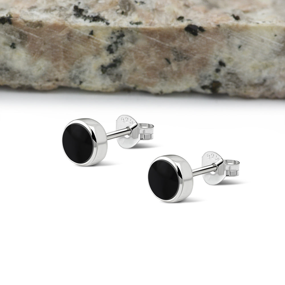 6.20mm | Black Onyx Sterling Silver Stud Earrings