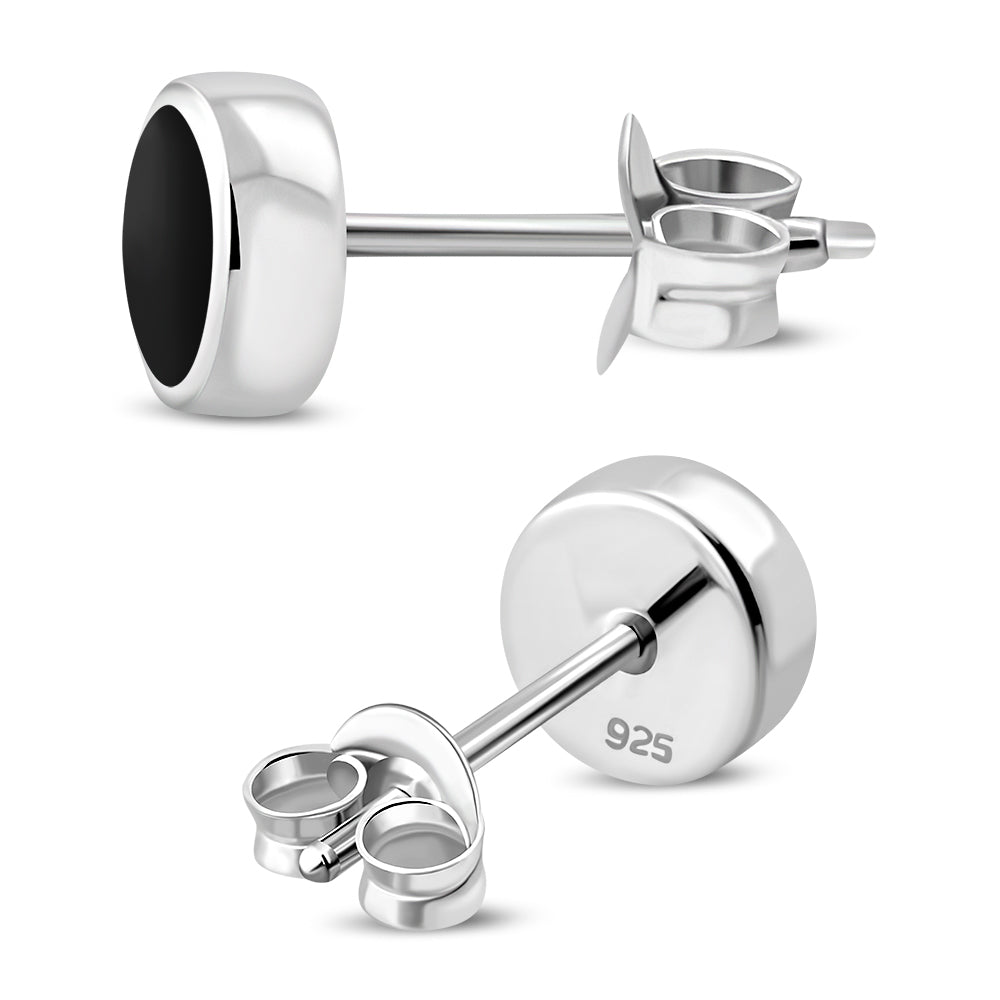 6.20mm | Black Onyx Sterling Silver Stud Earrings