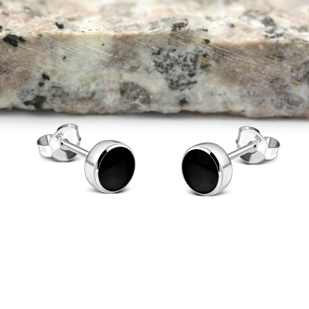 6.20mm | Black Onyx Sterling Silver Stud Earrings