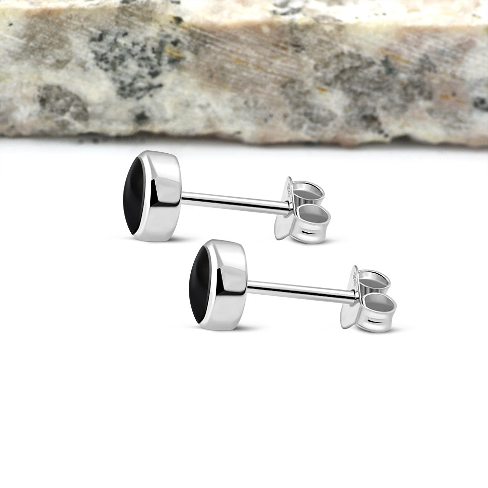 6.20mm | Black Onyx Sterling Silver Stud Earrings