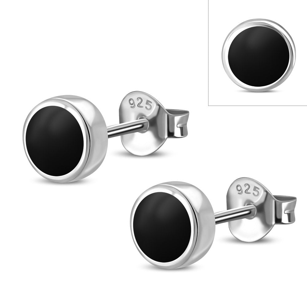 Black Onyx Sterling Silver Stud Earrings