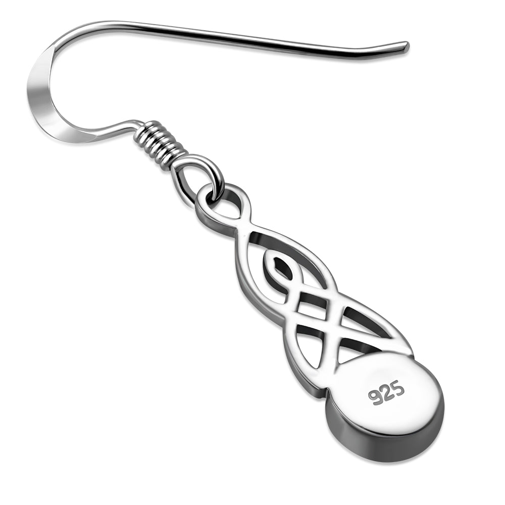 Synthetic Opal Celtic Trinity Knot Silver Earrings