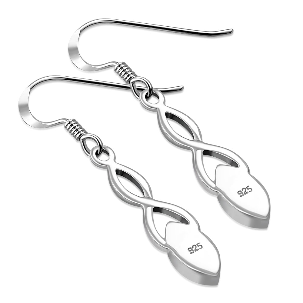 Green Agate Celtic Trinity Knot Silver Earrings
