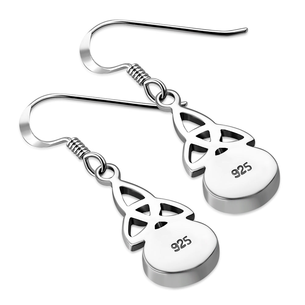 Turquoise Celtic Trinity Knot Silver Earrings