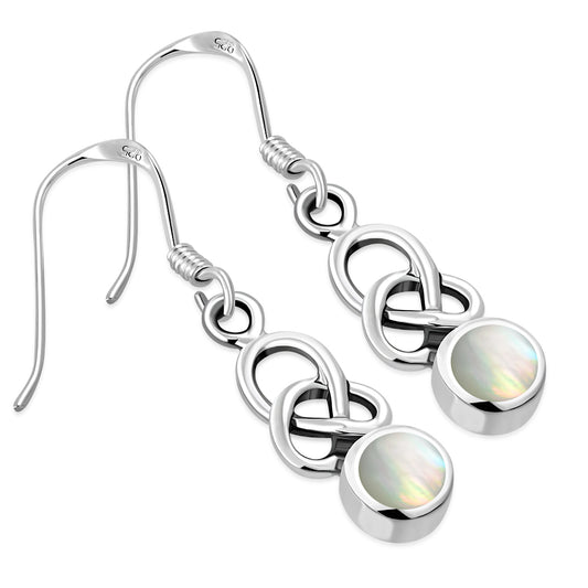 Mother of Pearl Celtic Knot Silver Earrings