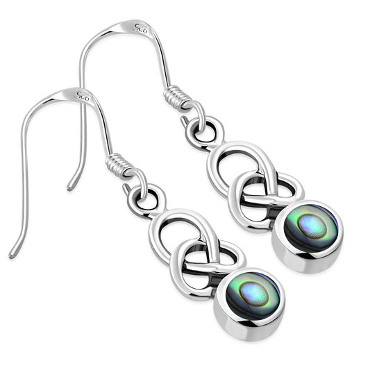 Abalone Shell Celtic Knot Silver Earrings