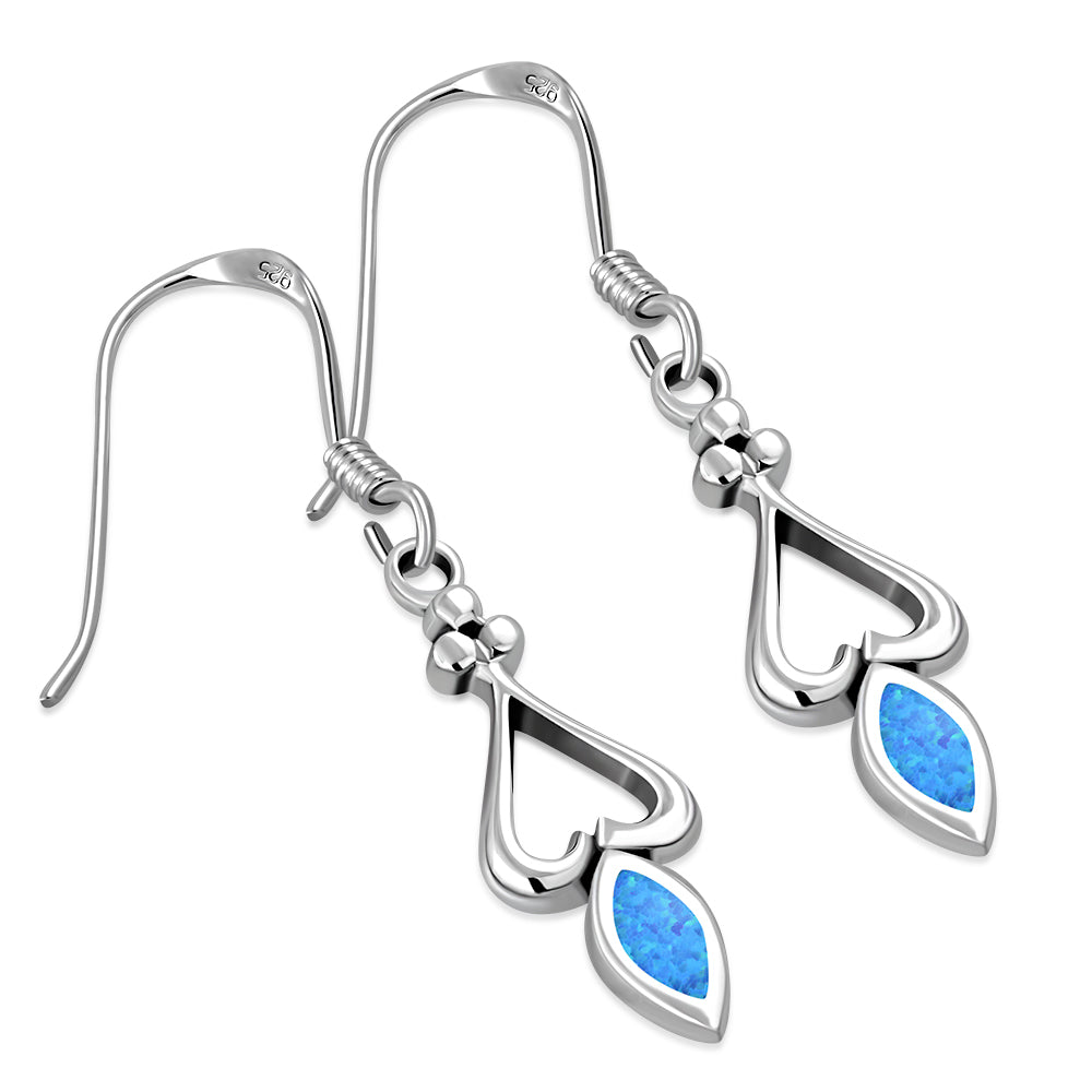 Synthetic Opal Sterling Silver Heart Earrings