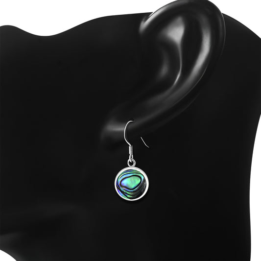 Abalone Shell Round Sterling Silver Earrings