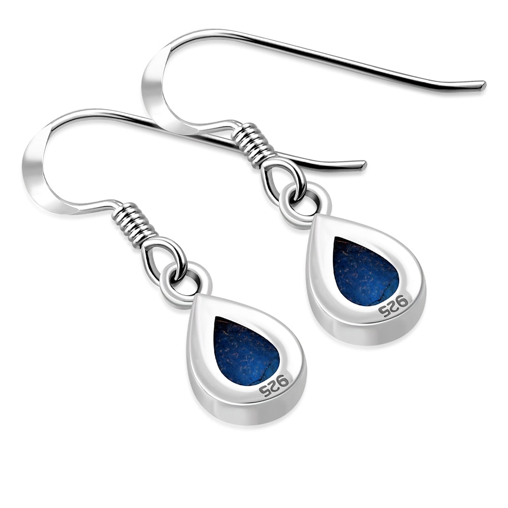 Synthetic Azure Blue Opal Drop Sterling Silver Earrings