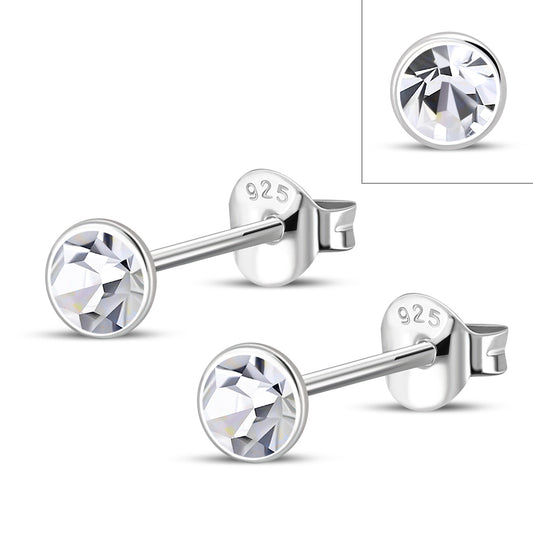 Clear Cubic Zirconia Silver Stud Earrings