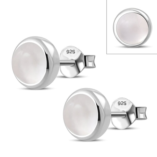 Rose Quartz Round Silver StudÿEarrings
