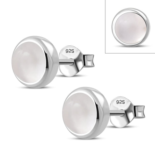 Rose Quartz Round Silver StudÿEarrings