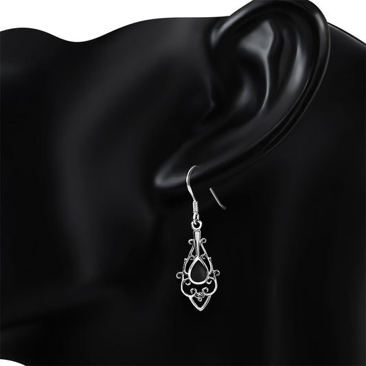 Black Onyx Drop Sterling Silver Earrings