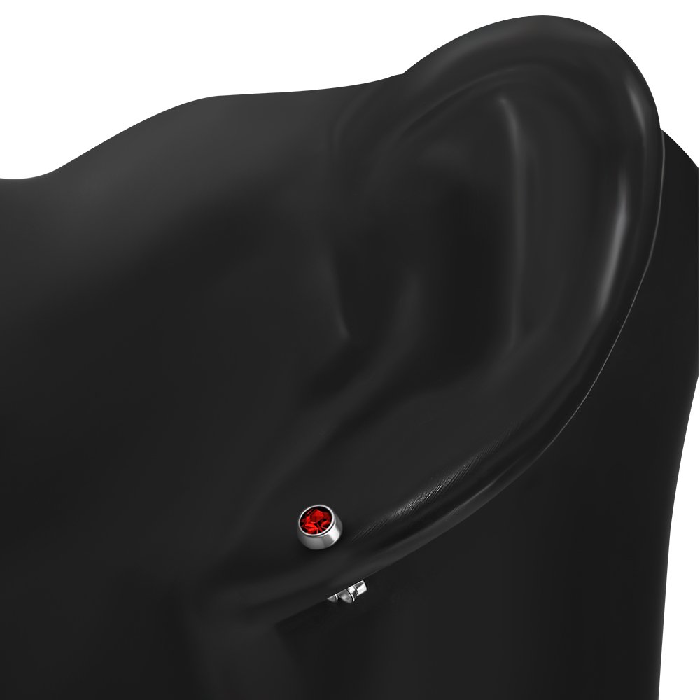 Garnet CZ Sterling Silver Stud Earrings