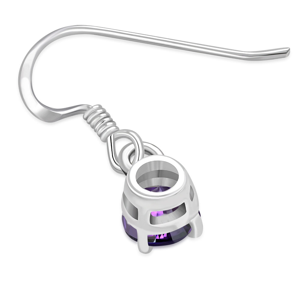 Amethyst CZ Sterling Silver Dangling Earrings