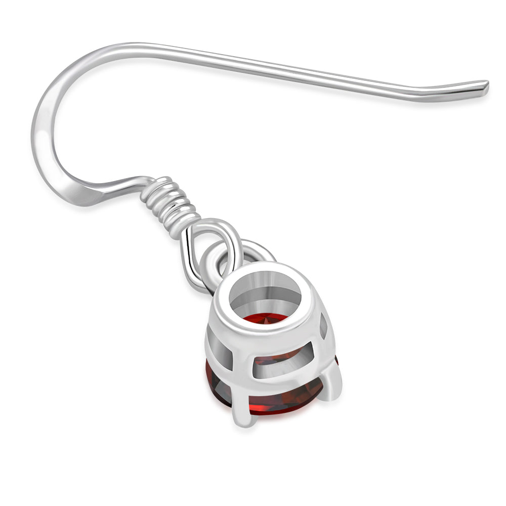 Garnet CZ Sterling Silver Dangling Earrings