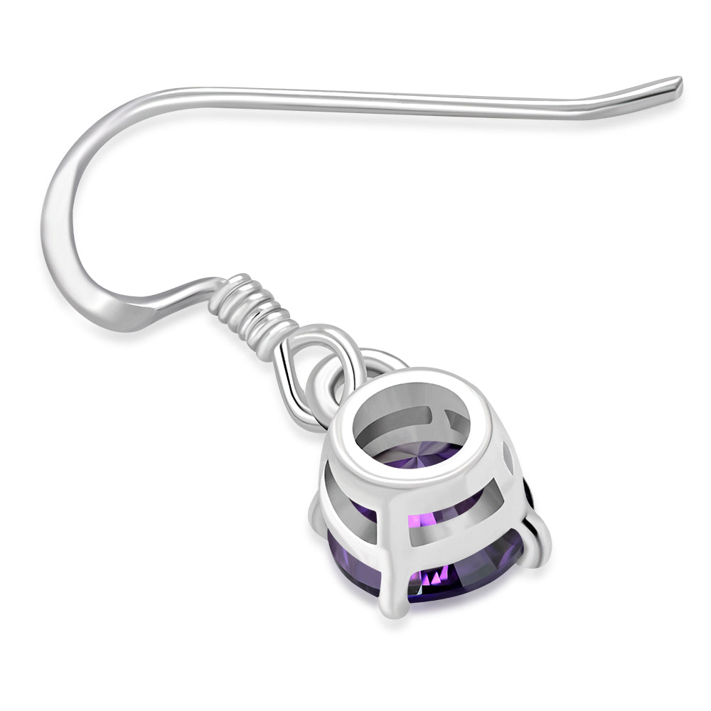 Amethyst CZ Sterling Silver Dangling Earrings
