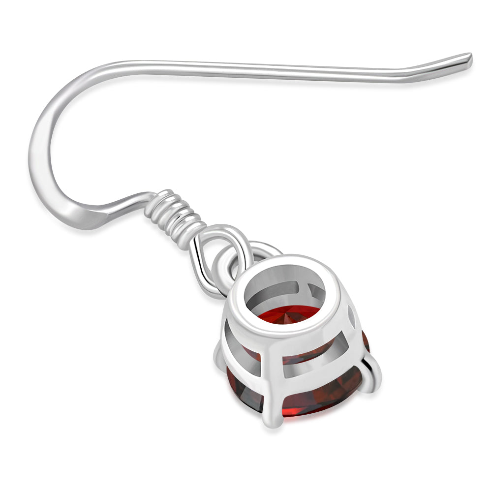 Garnet CZ Sterling Silver Dangling Earrings