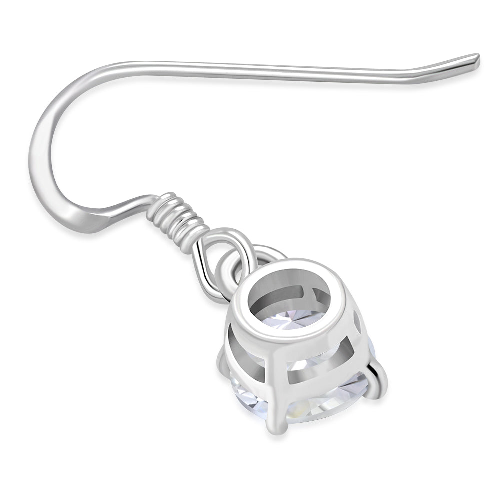 Clear CZ Sterling Silver Dangling Earrings