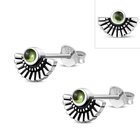 Peridot Ethnic Style Sterling Silver Stud Earrings