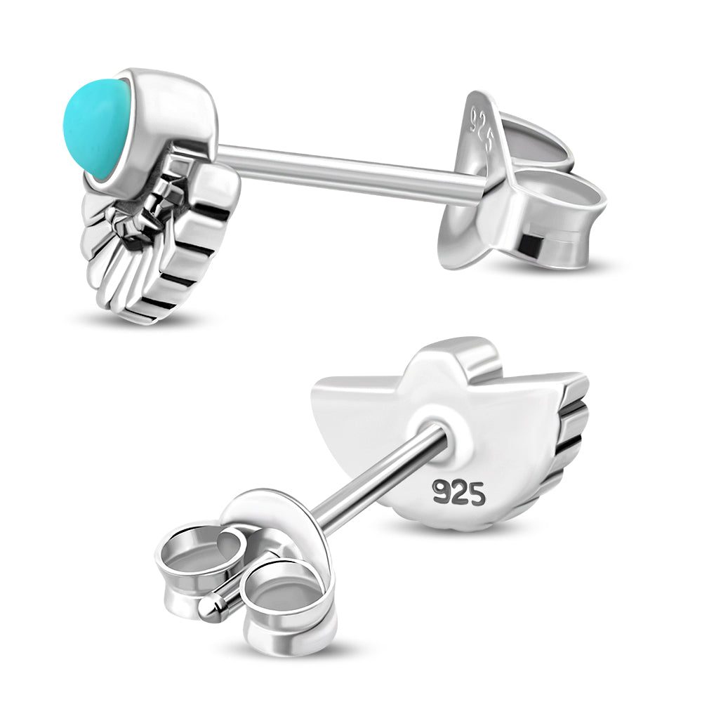 Turquoise Ethnic Style Sterling Silver Stud Earrings