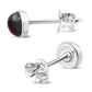 4.80mm | Garnet Round Sterling Silver Stud Earrings