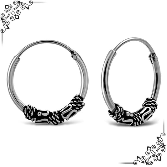 14mm Wide - 1.2mm Thick Bali Hoop Earrings